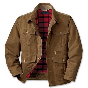 Filson M Shelter Cloth Westlake Jacket Men’s Red Plaid Tan Beige Waxed Tin
